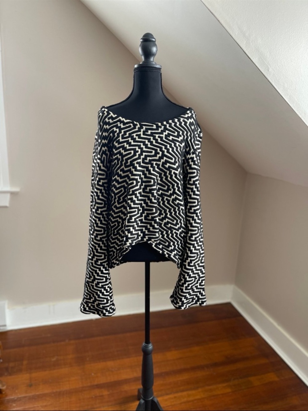 Somedays Lovin Black and White Maze Pattern Sweater
